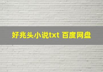 好兆头小说txt 百度网盘